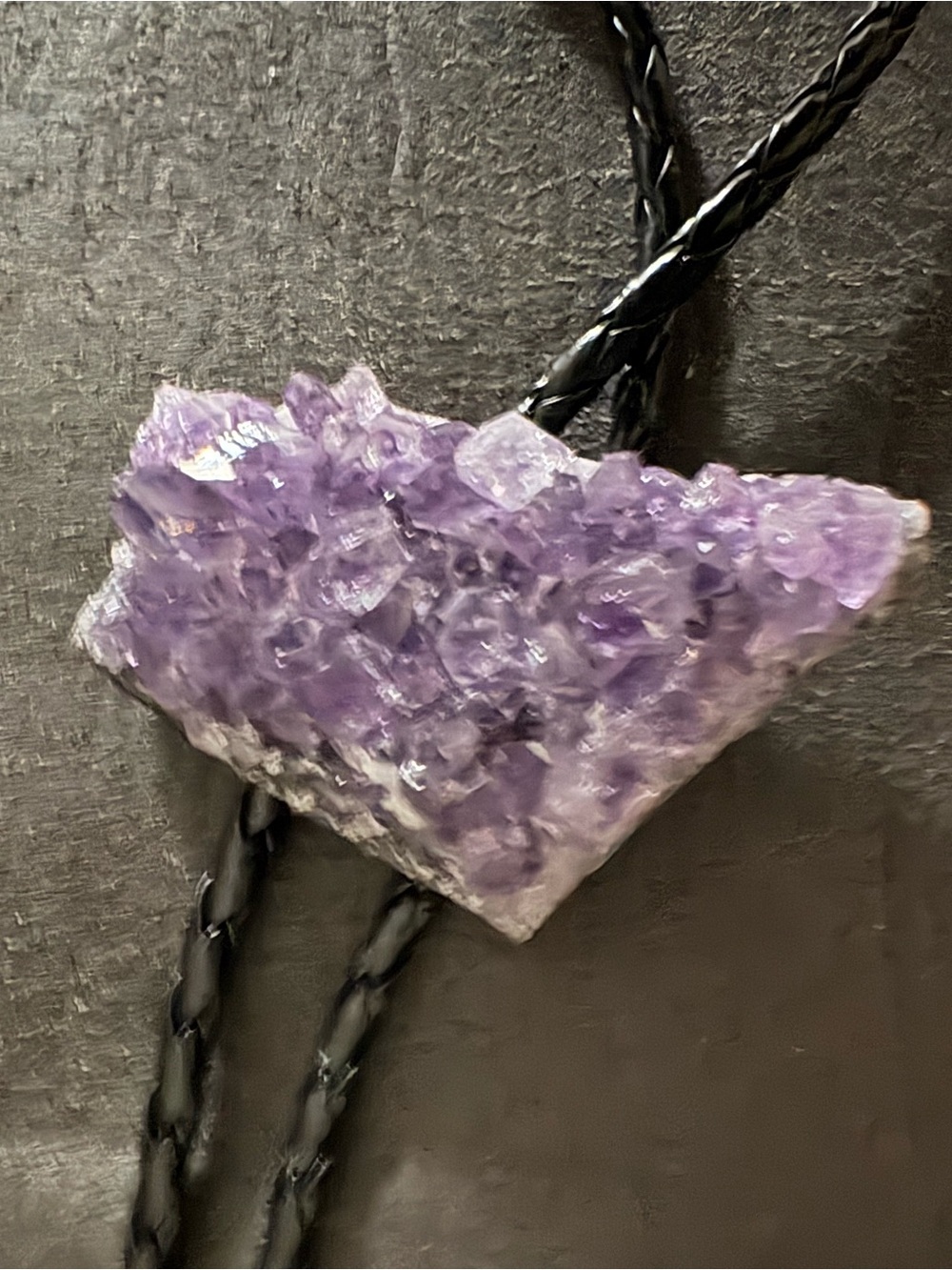 Amethyst Druzy Stone Bolo Tie - Purple